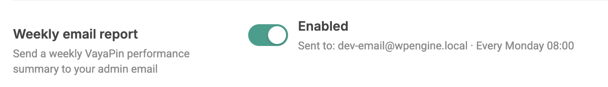 Analytics — weekly report toggle