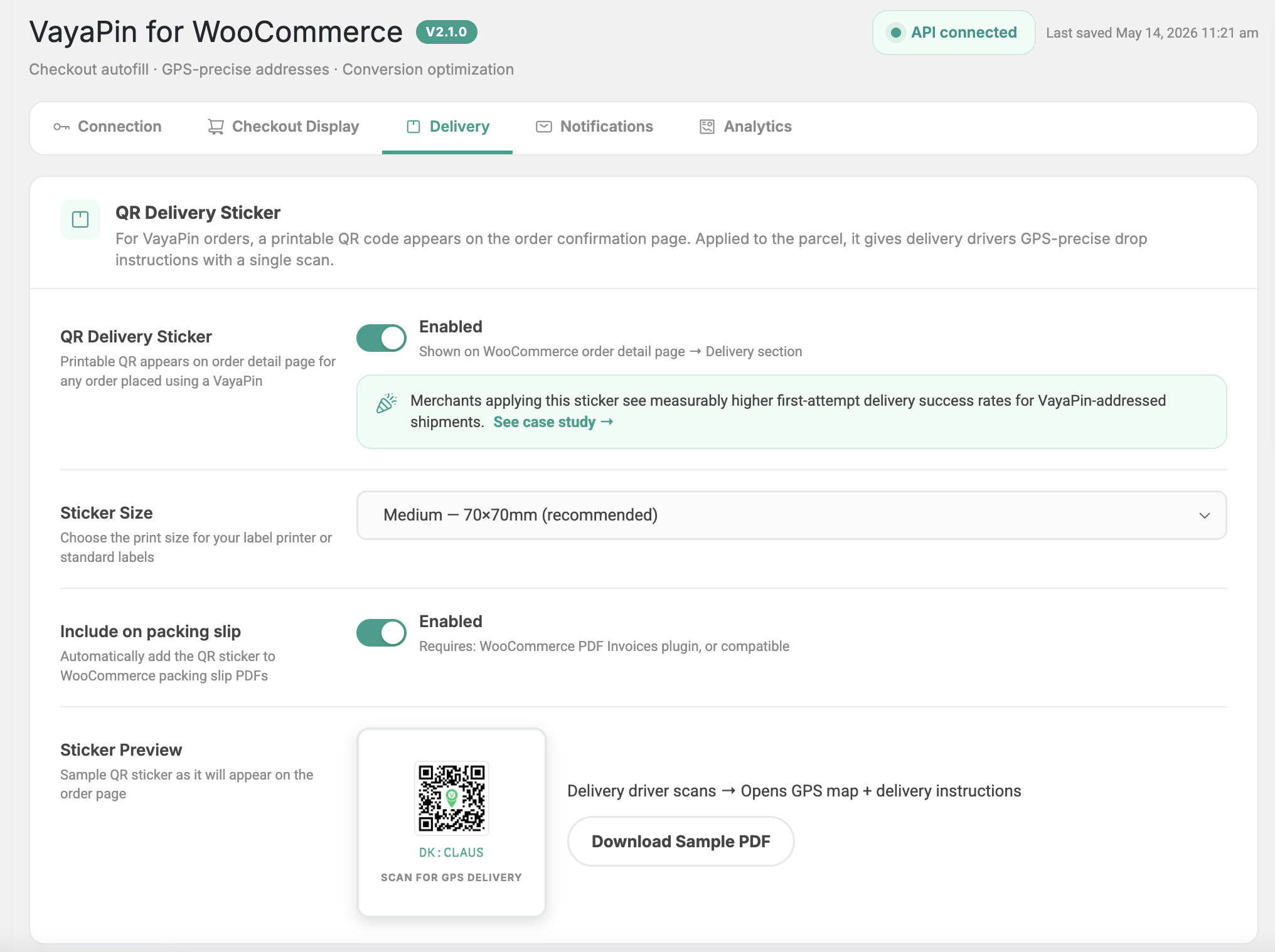 Delivery tab — overview