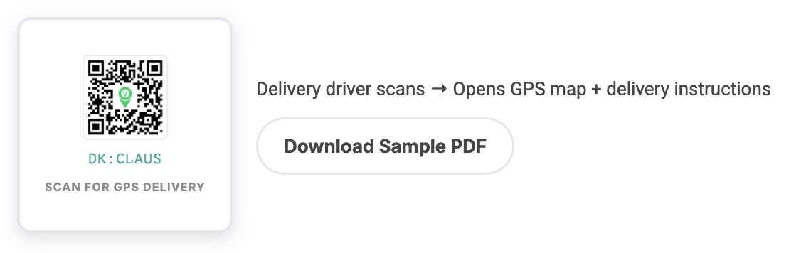 Delivery — sticker preview + sample PDF button