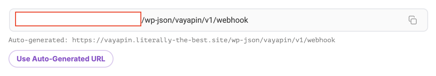 Notifications — webhook URL with auto button