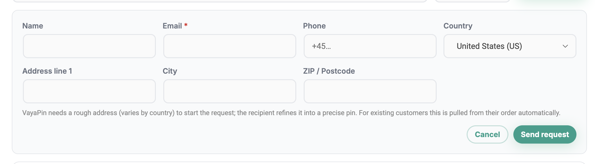 Partners tab — add a recipient