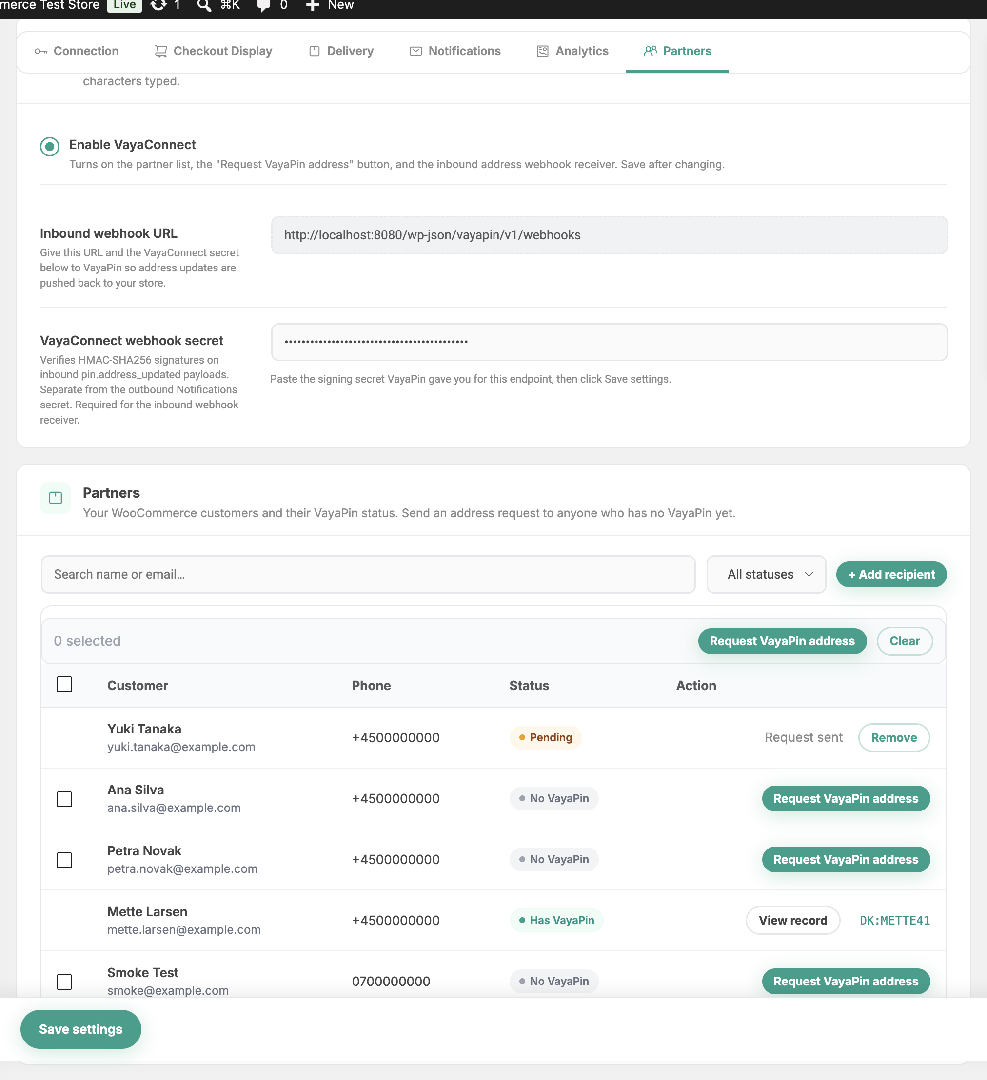 Partners tab — overview